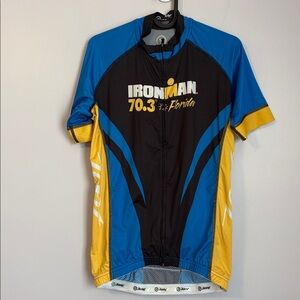 Zoot Ironman Florida 70.3 Yellow White Black Bike Cycling Jersey size M